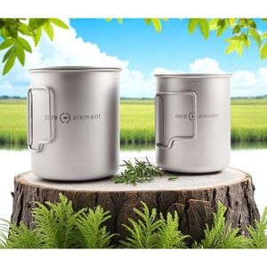 2-PACK 100% Titanium Cookware Set Mug 15oz 450ml + 25oz 750ml Cup Mug Ultralight